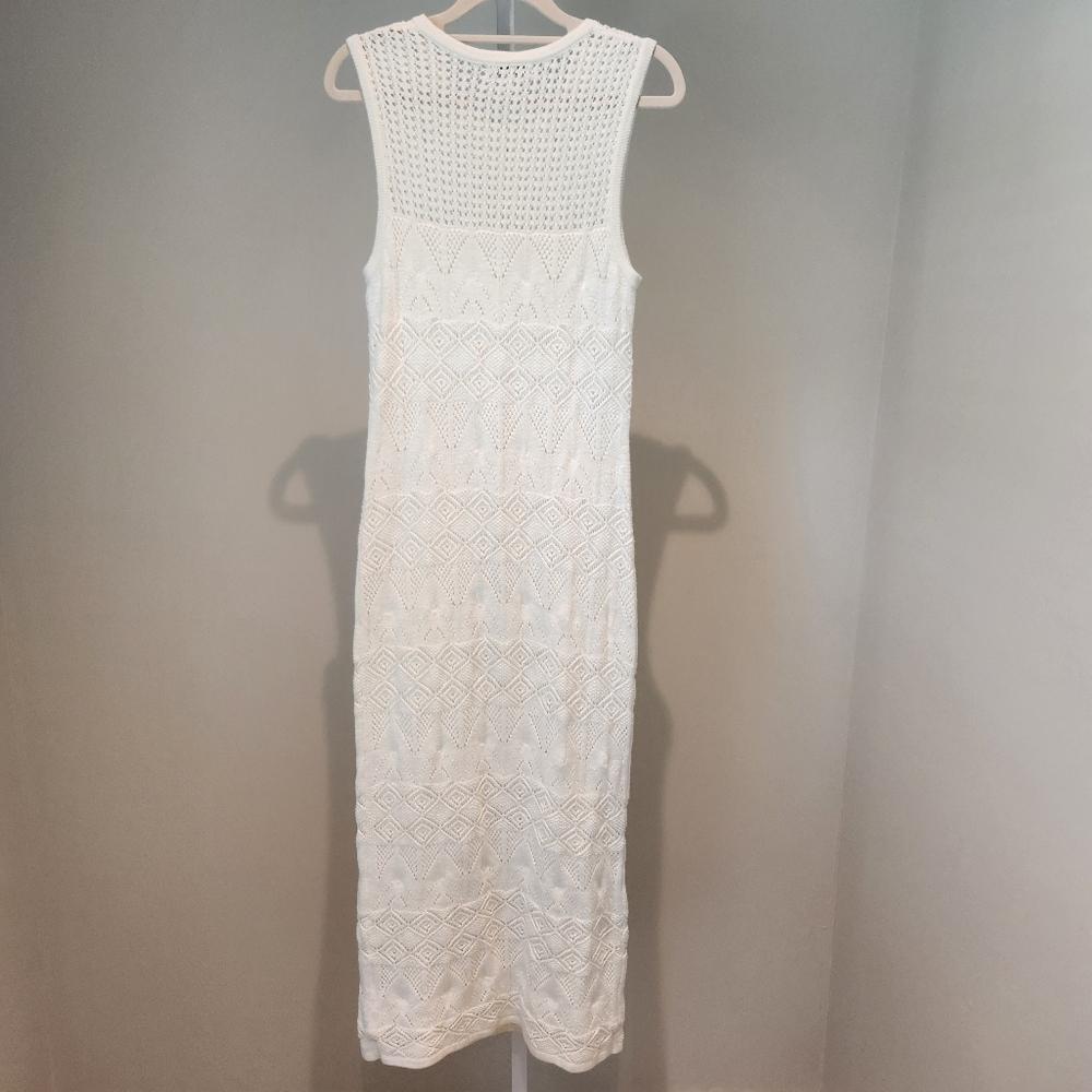 Z Supply Mallorca Crochet Midi Dress Tank White Cream Knit S ZD241249 Resort - Picture 9 of 16